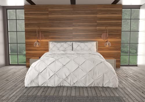 Image of Nestl Queen Comforter Set Pinch Pleat Comforter, Bedding Comforter Sets, Comforter Set for Queen Bed, Pintuck Comforter Set Full Size, Down Comforter with 2 Pillow Shams, 3-Piece - White