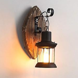 Wandlamp Industriële wandlamp E27 Vintage wandlamp industrieel design retro lamp van staal en hout, wandlamp retro…
