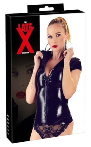 Late X Chemise Latex avec Fermeture Éclair pour Femme Noir Taille S