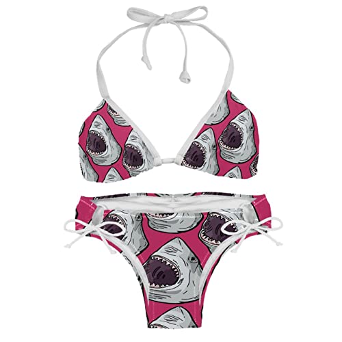 Bikini de plage requins femme maillot de bain 2 pièces multicolore S