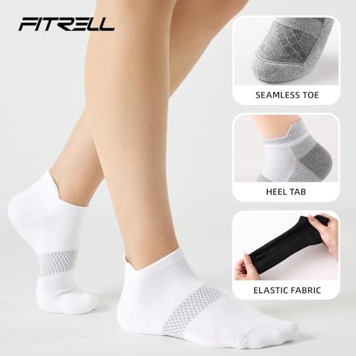 Image of FITRELL 5-6 Pairs Ankle Running Socks for Women Athletic Cushioned Low Cut Tab Sports Socks