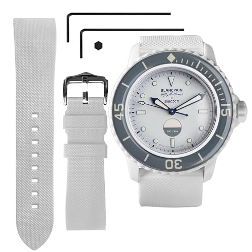 Image of 22 MM Watch Strap Replacement for Blancpain X Swatch with Hex Spanner Quick Release Silicone Watch Band Compatible with Bioceramic SCUBA Fifty Fathoms