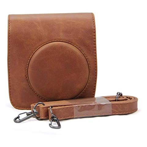 Berfea Protective Camera Case Compatible with Fujifilm Instax Mini 11 Mini 9 Mini 8 Mini 8+ Instant Camera Protective Vintage Bag with Adjustable Strap (Brown) Cover