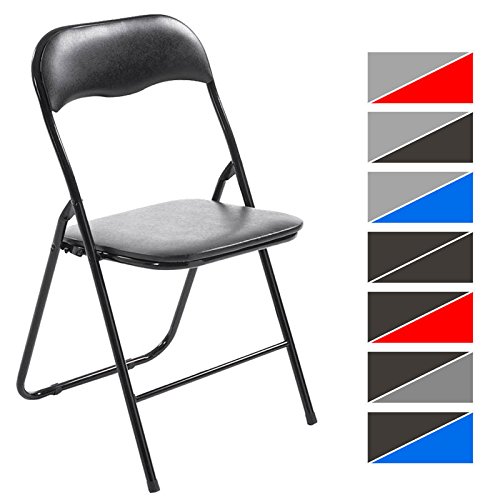 CLP Silla De Conferencia Felix con Estructura de Metal I Silla para Academias Plegable I Silla Plegable con Respaldo & Sin Reposabrazos I Color: Negro/Negro