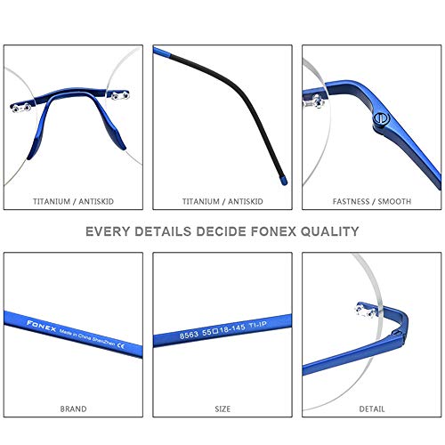 Image of FONEX Colorful Pure Titanium Glasses Frame Women Retro Round Eyeglasses