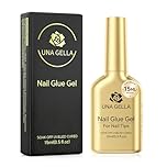 UNA GELLA 6 in 1 Gel Nail Glue for Clear Acrylic Nails Tips, 15ml UV Nail Glue Long Lasting Super Strong Brush for Base Coat, Clear Fake Nails, and Soft Gel Tips Lamp Curing Required