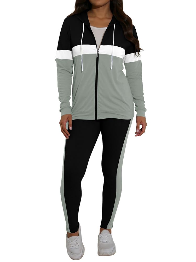 Nimsruc Two Piece Outfits For Women Long Sleeve Lounge Sets Zip Up Tracksuits Jogger Pants Set