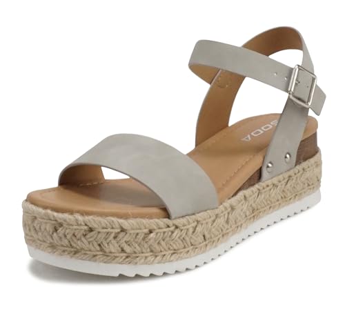 Image of Soda CLIP ~ Women Open Toe Ankle Strap Platform Espadrille Sandal