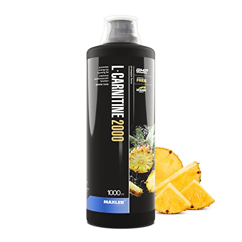 Maxler L Carnitin Liquid Hochdosiert - L Carnitin Flüssig - Vegan und Zuckerfrei - reich an Geschmack - optimal dosiert - 2000 mg von L-Carnitin pro Portion - Ananas - 1000ml