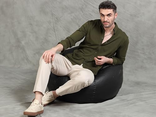 Image of StitchX Men's Cotton Regular Fit Full Sleeve Solid Knitted Shirt