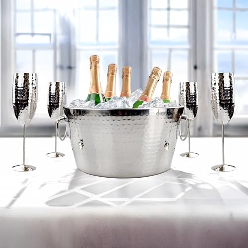 BREKX Double-Walled Insulated Steel Ice Bucket with 4 Champagne Flutes Combo Set - Champagne Ice Bucket for Parties, Wedding Gifts for the Couple, Mimosa Bar Supplies - Image 4