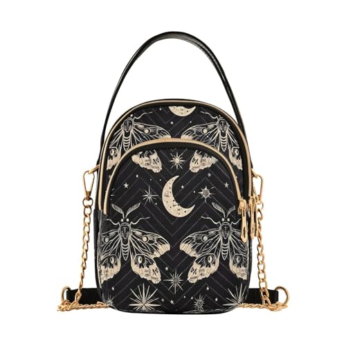 Quilted Crossbody Bags for Women,Butterfly and Moon Women's Crossbody Handbags Small Travel Purses Phone Bag