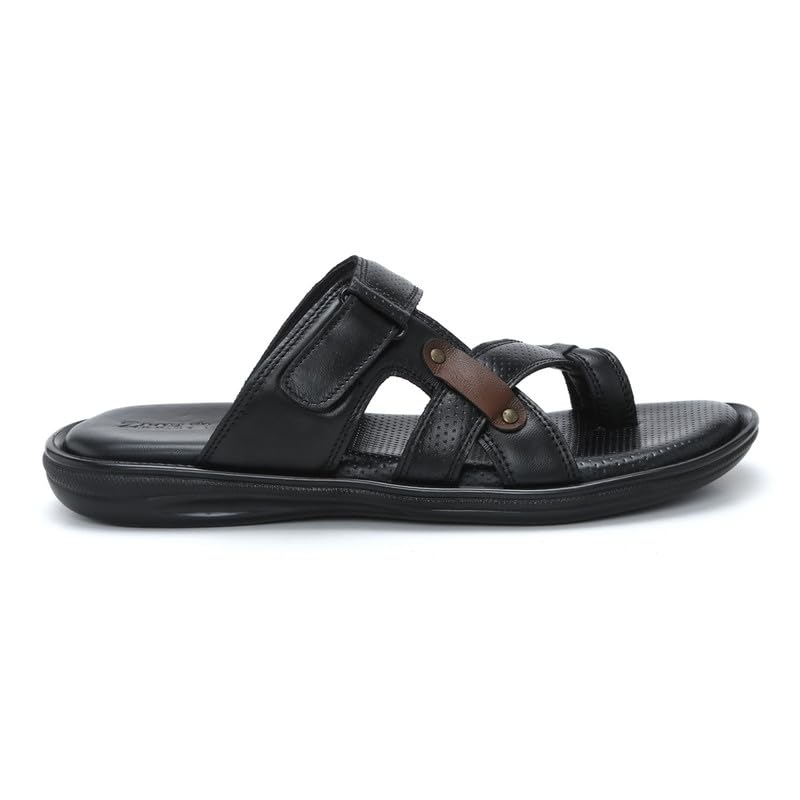Image of Zoom Shoes Genuine Leather Casual Toe Ring Slippers For Men | Anti-slip Sole & Cushioned Insole For Everyday Comfort