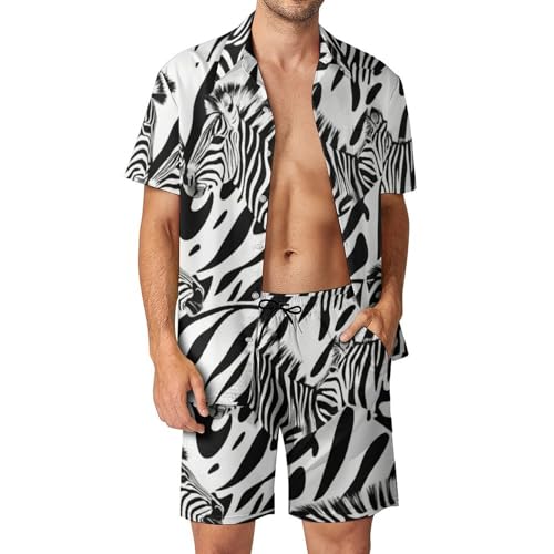 Zakqeik Color-stars Short Sleeve Shirts Shorts Men Loose Beach Suit for Party