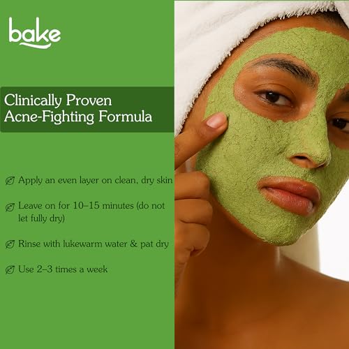 Image of BAKE 2% Salicylic Acid Clay Mask Niacinamide for Acne Prone, Oily Skin, Open Pores & Blackheads | Anti Acne Clay Mask with Kaolin Clay | For Dark Spots, Oily Skin & Blemishes - 100g (Anti Acne)