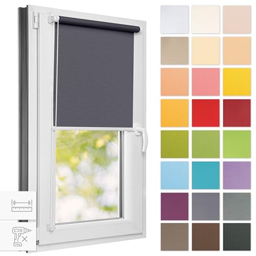 Estika Store Enrouleur sans percage - Gris 2-70 x 120 cm - Bloque 50-60% de la Lumière, Stores intérieurs pour Porte ou Fenetre