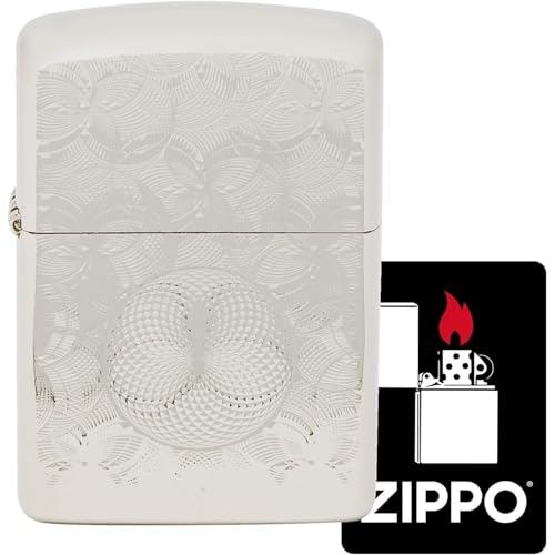 ジッポー(Zippo) オイルライター 特製ステッカー付き フリント ホワイトニッケル 柄 両面加工 アーマー シルバー Glitter 8 WN