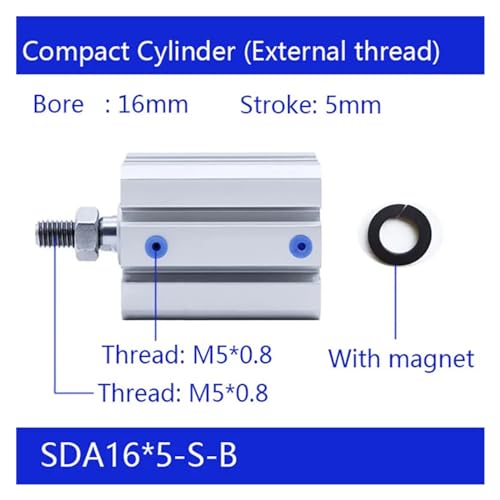 Cilindro compacto de doble efecto SDA16 con rosca externa y diámetro de 16 mm 3