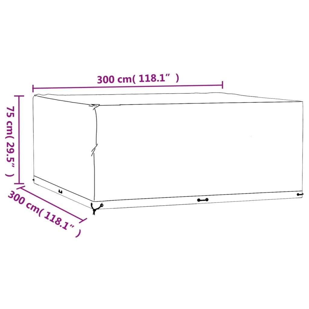 PE Gartenmöbel-Abdeckung 300x300x75 cm Quadratisch | 16 Aluminiumösen, Mit Seil, Leicht Zusammenfaltbar, Für Rattanmöbel