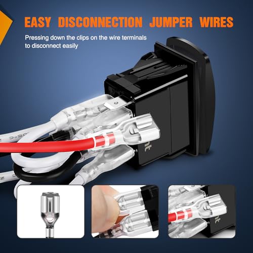 Image of Nilight Waterproof 7Pin Rocker Switch with Jumper Wires Green | Toggle ON Off ON Switches DPDT 12V 24V Winch Pump Switch for Cars Trucks Caravans Boats RV SUV ATV UTV