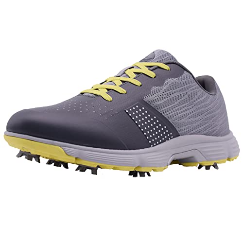 Image of THESTRON Men Golf Shoes Mesh Breathable Breathable Golf Walking Sport Sneakers 7 Spikes Golf Trainers