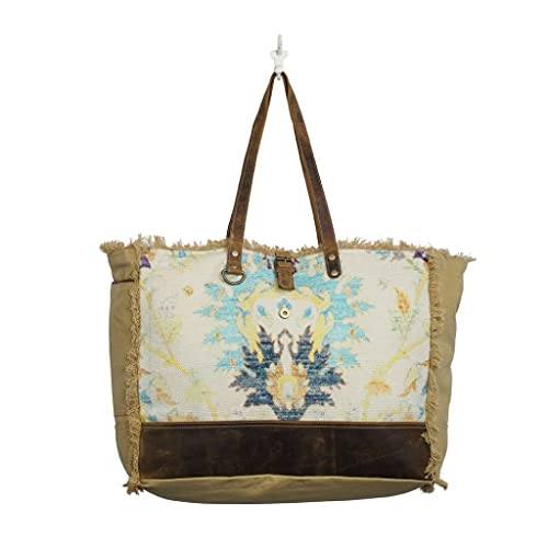 Myra Bag Survivor Weekender Bag Upcycled Canvas, Rug & Leather S-26443