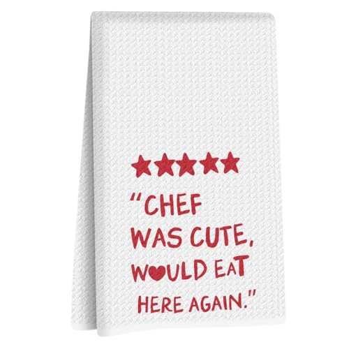 Image of Hanamiya Na Chef Gifts Kitchen Towels 24x14 Inch, Cute Hostess Reusable Dish Towels for Kitchen Decor, Waffle Weave Absorbent Hand Cloth Tea Towel, Cute Hostess Gifts for Women Mom Friend