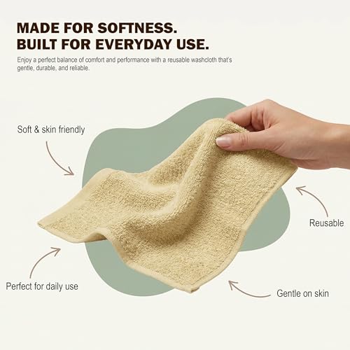 Image of Utopia Towels 12 Pack Cotton Washcloths Set, 100% Ring Spun Cotton, Premium Flannel Face Cloths, Highly Absorbent and Soft Feel Fingertip Towels, Beige