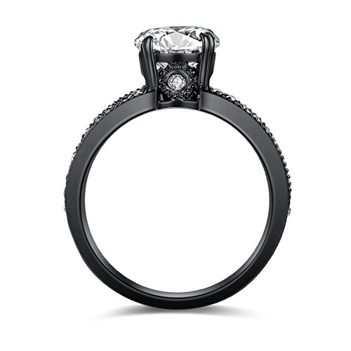 MABELLA Couple Rings Black Men’s Titanium Matching Band Women CZ Stainless Steel Engagement Wedding Sets4