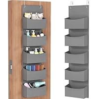 Lifewit Over the Door Storage Organizer, Wardrobe Organiser with Adjustable Metal Hangers, 5 Shelf Hanging shelves Behind Door for Bedroom, Bathroom, Pantry, Nursery, Kitchen, Dorm, Grey