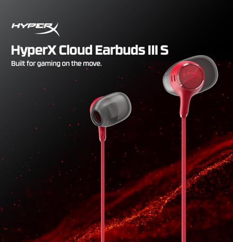 Image of HyperX Cloud Earbuds III S - Wired Earbuds, PC; Nintendo Switch; Console Controller, Dynamic; 14.3 mm Driver, Silicone Ear Tips, Red, (BN7S2AA)