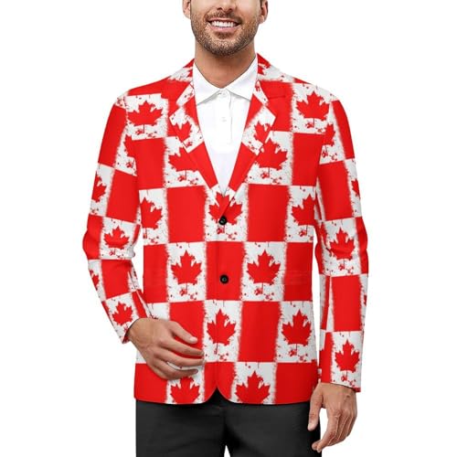 Canada Canadian Flag Mens Suit Jacket Lapel Blazers V Neck Button Business Coat Tuxedo for Wedding Party