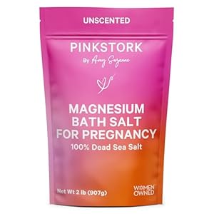 Pink Stork Pregnancy Bath Soak – Unscented Magnesium Flakes for Bath or Foot Soak – Pure Dead Sea Salt – Relief for Pregnancy Aches, Swollen Feet, and Stress – Clean, Fragrance-Free – 2 lb