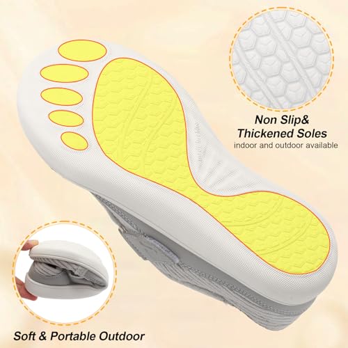 Image of Spesoul Wide Womens Slippers Adjustable House Shoes Indoor Outdoor Barefoot Slippers Cozy Walking Shoe Swollen Edema Diabetic Shoes
