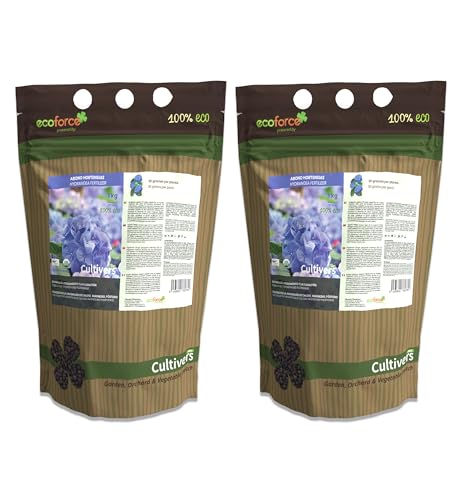 CULTIVERS Abono Hortensias y Camelias Ecológico 2x 1kg Fertilizante de Origen 100% Orgánico y Vegano. Potencia la Floración y activa el color de las flores