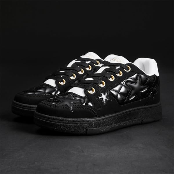 Retro Cool Black Star Chunky Sneakers Women Casual Trendy Y2K Fashion Aesthetic Streetwear Walking Shoes2