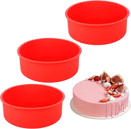 Ticeed 3 Stück Silikon Backform Rund Antihaft Brotbackform Kuchenform Profi Kastenform 6 Zoll Runde Silikon Kuchenform16.5cm