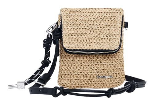 Desigual Mone Half Logo Raffia grand portefeuille femme naturel zippé