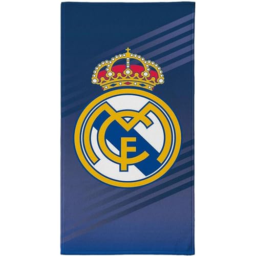 Toalla Real Madrid – Toalla Oficial con Diseño Exclusivo, Escudo y Colores del Club, Ideal para Playa, Piscina, Baño o Deporte, Accesorio Práctico para Aficionados al Fútbol