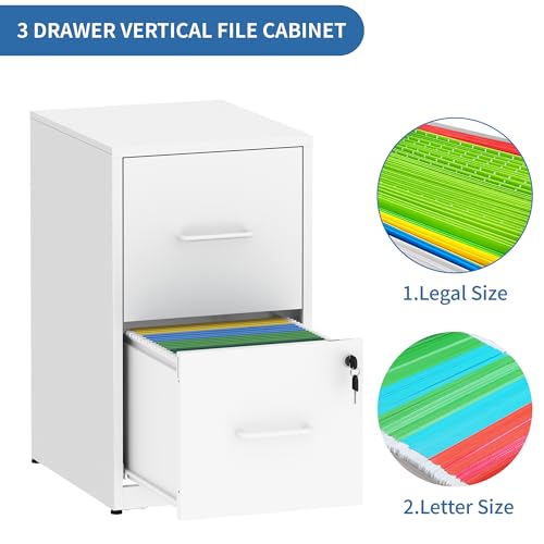 Image of 2 Drawer File Cabinet with Lock,Metal File Cabinet for Home Office