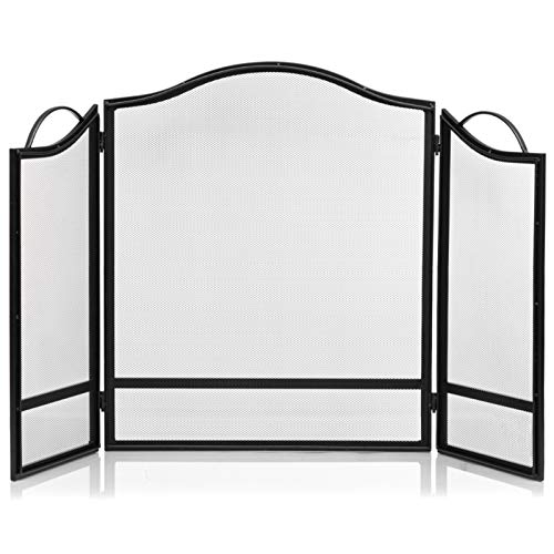 Doeworks 3 Panel Fireplace Screen Black Spark Guard Cover #TOP2