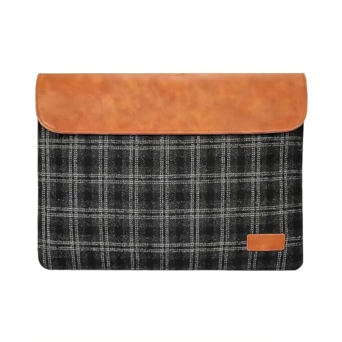 Image of HAMELIN MacBook Sleeve for 14 Inch Laptops | Vegan Leather Cover Bag for Laptop, Notebook & Tablets | Waterproof Laptop Hand Bag for Men & Women | Stylish Case for Office & Travel | Slate Grey