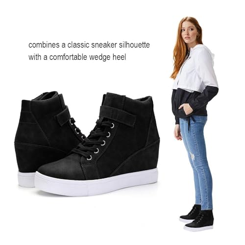 Athlefit Women's Lace Up Wedge Sneakers High Top Fashion Sneakers Ankle Booties3