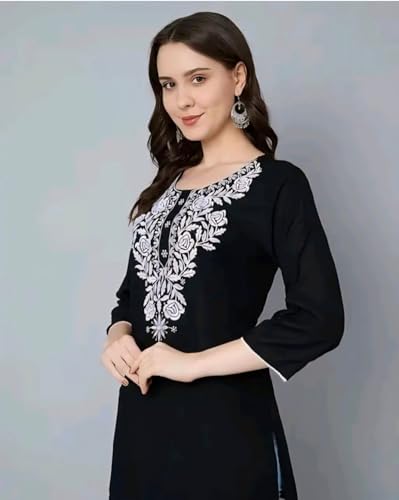 Image of Women's Rayon Kashmiri Embroidered Short Kurti | Stylish and Comfortable Kashmiri Short Kurti Tops for Casual Or Special Occasions | Pack of 2 Combo |