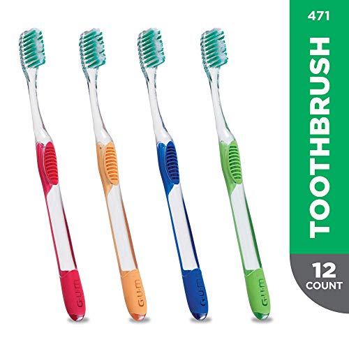 GUM Micro Tip Toothbrush, Compact Soft Bristles, Item 471 Professional Samples, 12 Count
