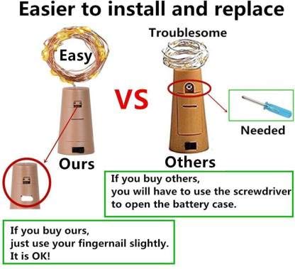 Image of iwin 20 LED Wine Bottle Cork Copper Wire String Lights, 2M /7.2FT(Battery Operated with1 Set of Extra Free Battery) (Multicolour, Pack of 1)
