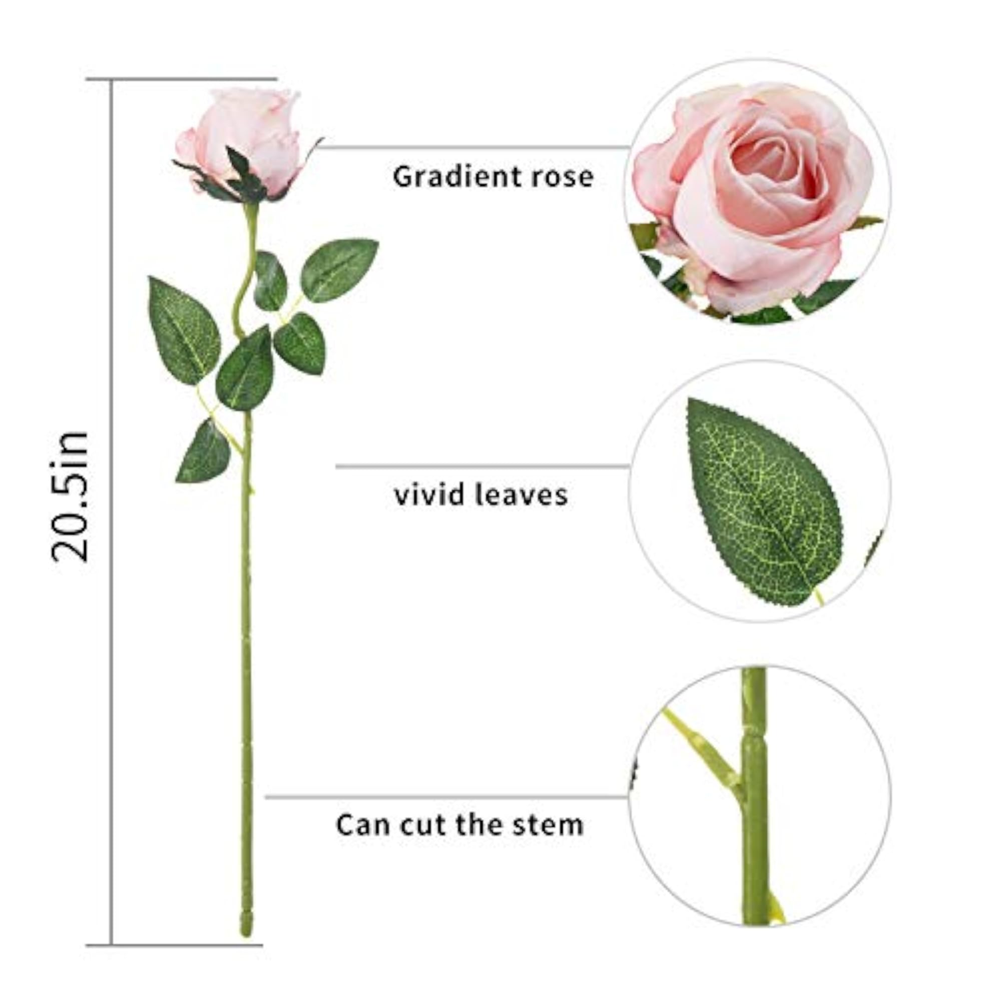 Artificial Rose Flowers Long Stem for Wedding Bouquets