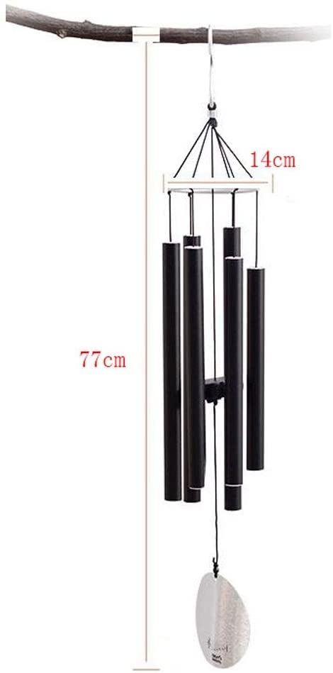 Elegante scacciaspiriti in alluminio nero, 6 tubi, decorazione musicale da giardino, perfetta per matrimoni e compleanni, regalo unico per gli amanti della musica