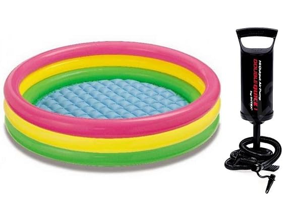 Image of PVC Sunset Glow Baby Pool, Multi Color & Output Air Balloon Pump, Multi Color