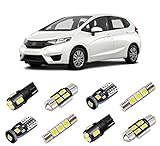 BRISHINE White Interior LED Lights Kit for Honda Fit Jazz 2015 2016 2017 2018 2019 2020 Super Bright 6000K LED Interior Map Dome Trunk Light Bulbs Package + License Plate Lights and Install Tool